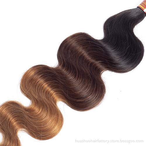 Single Donor Drop Shipping Cabello Humano Body Wave T1B/4/27 Ombre Color Peruvian Body Wave Raw Virgin Hair